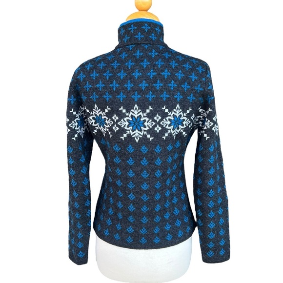 Neve Designs Snowflake Fair Isle Nordic 1/4 Zip Knit Wool Ski Sweater Large GUC - Picture 3 of 16